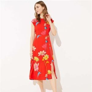 Ann Taylor LOFT cap sleeve dress in red floral print
